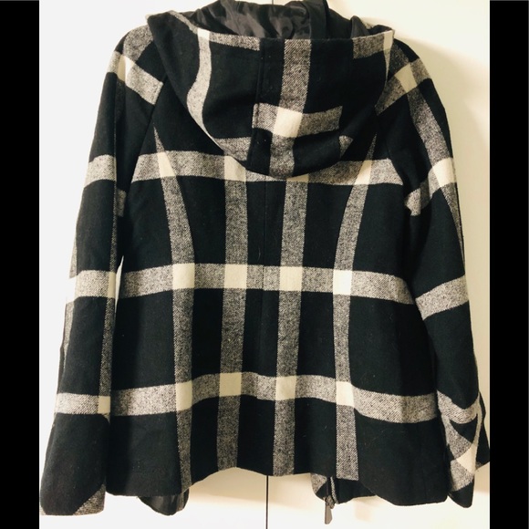 WALLFLOWER Jacket M Hooded Polyester/Wool black white pockets - Picture 9 of 12